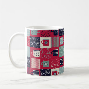 Nahtloses Muster, Patchwork mit handgezogenen Bech Kaffeetasse