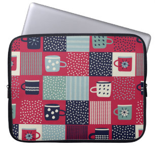 Nahtloses Muster, Patchwork mit handgezogenen Bech Laptopschutzhülle