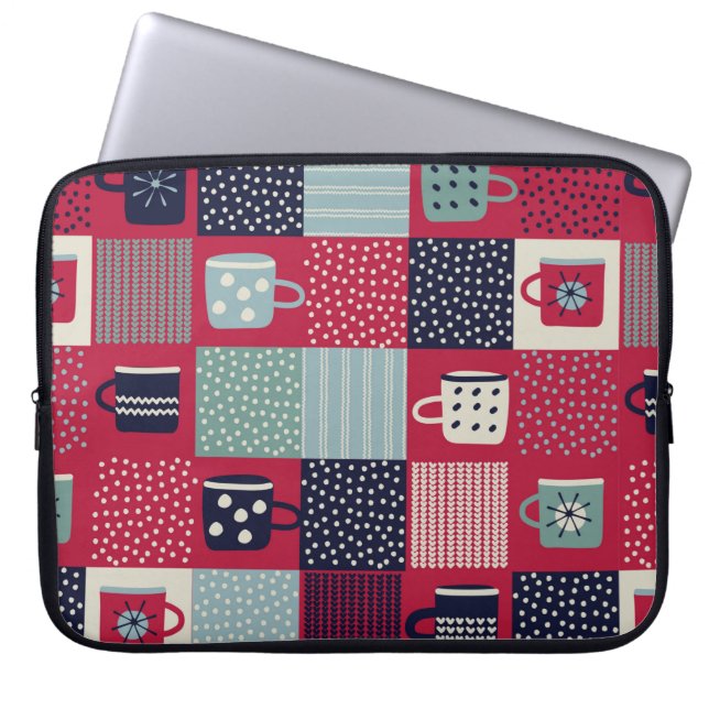 Nahtloses Muster, Patchwork mit handgezogenen Bech Laptopschutzhülle (Vorderseite)