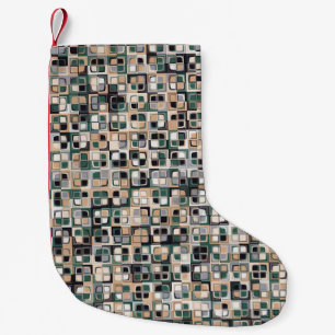Nahtloses Muster. Quadrate bilden ein farbiges Bil Kleiner Weihnachtsstrumpf