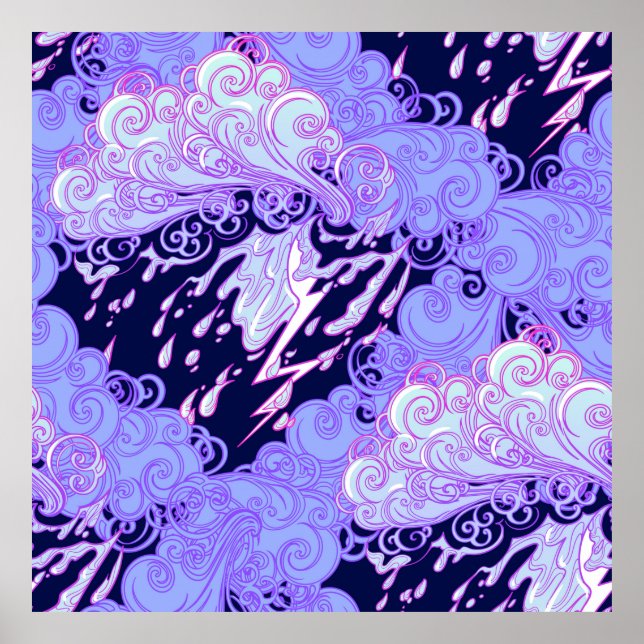 Nahtloses Muster. Retro-Stil lockig dekoriert Poster (Vorne)