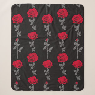 Nahtloses Muster rote Rosenblumen vintage abstrakt Sherpadecke