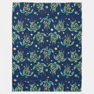 Nahtloses Muster Shamanic Meeresschildkröte + Ihr Fleecedecke