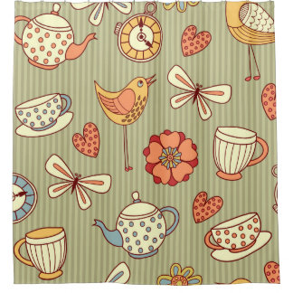 Nahtloses Muster "Sommertee-Party" Duschvorhang