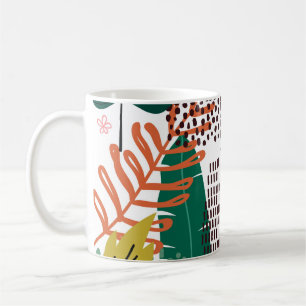 Nahtloses Muster tropischer Hintergrund mit Monste Kaffeetasse