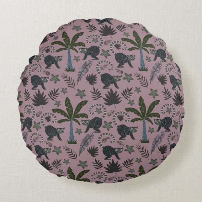 Nahtloses Muster tropischer Tiere Rundes Kissen (Vorderseite)