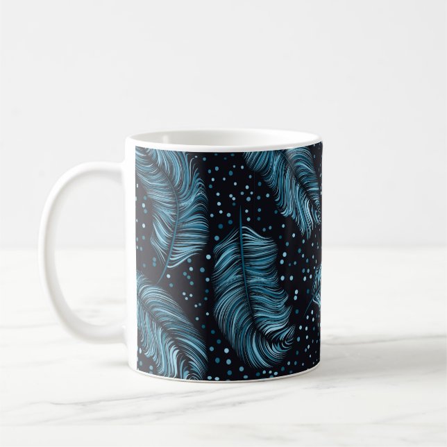 Nahtloses Muster, unendliche Textur. dunkle Feder  Kaffeetasse (Links)