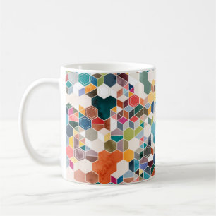 Nahtloses Muster von Hexagonen in zufälligen Farbe Kaffeetasse