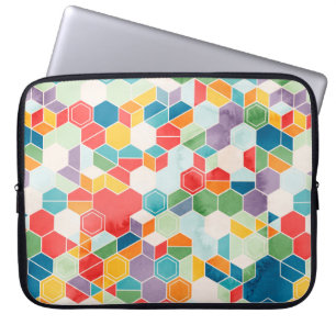 Nahtloses Muster von Hexagonen in zufälligen Farbe Laptopschutzhülle
