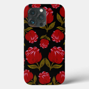 Nahtloses Muster von rote Rosen auf schwarzem Hint Case-Mate iPhone Hülle