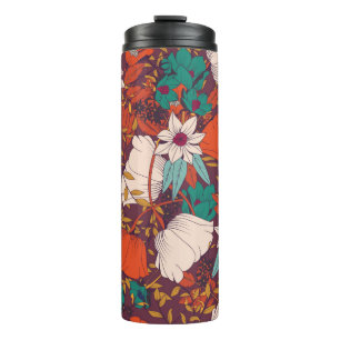 Nahtloses Musterdesign mit handgezeichneten Blume Thermosbecher