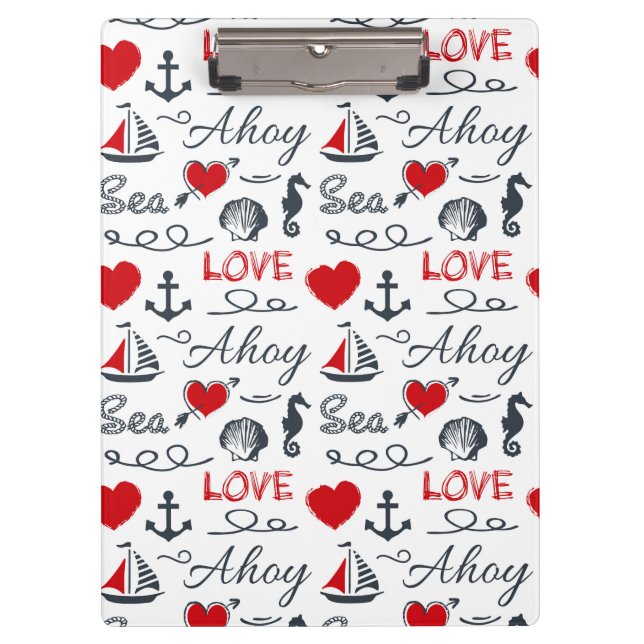 Nahtloses nautisches Muster Klemmbrett (Vorderseite)