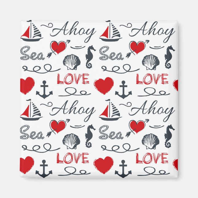 Nahtloses nautisches Muster Magnet (Vorne)