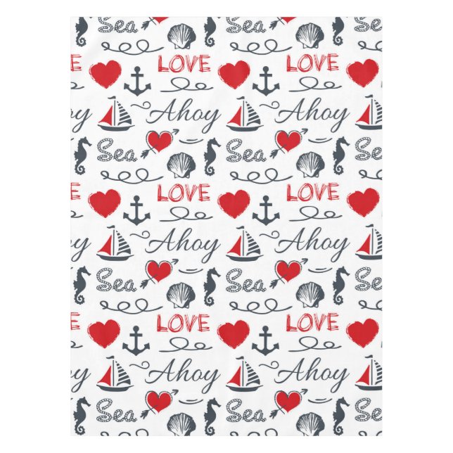 Nahtloses nautisches Muster Tischdecke (Vorderseite)