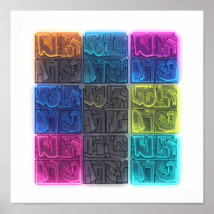 Nahtloses neonbeleuchtetes Graffiti-Wallpaper-Must Poster