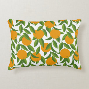 Nahtloses orangefarbenes Baum-Kunstmuster. Dekokissen