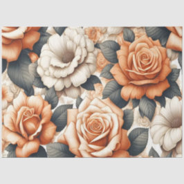 Nahtloses Orangen- und Weißrosenmuster Seidenpapier