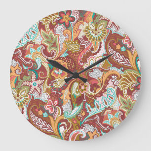 Nahtloses Paisley: elegantes Hintergrundmuster. Große Wanduhr