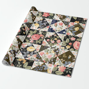 nahtloses Patchwork mit Blume Geschenkpapier