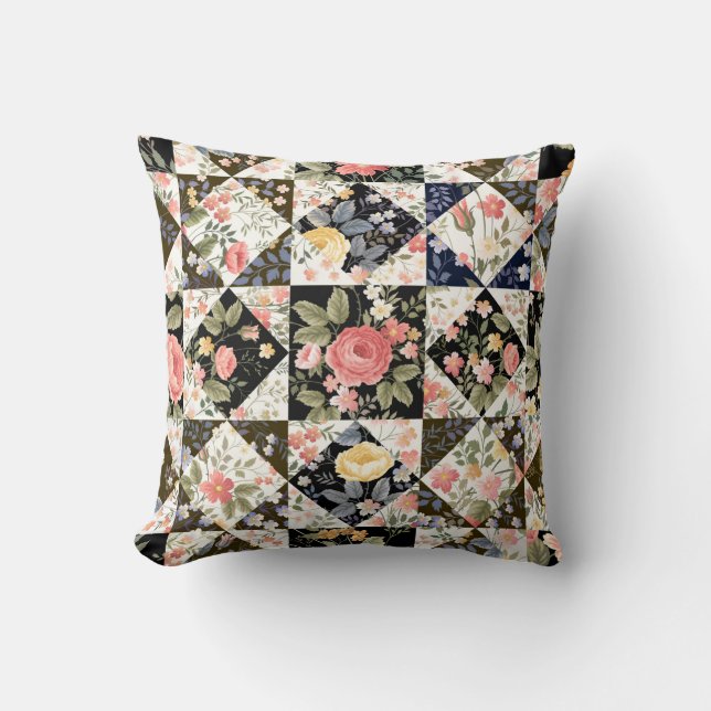 nahtloses Patchwork mit Blume Kissen (Vorderseite)