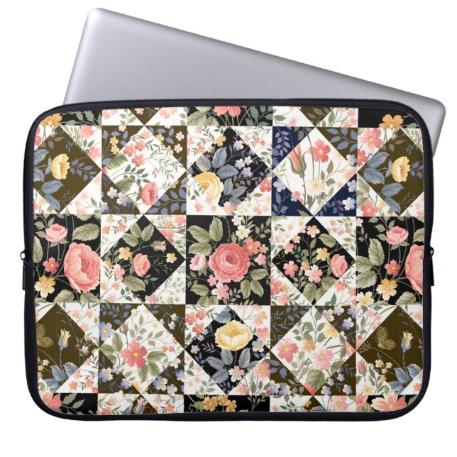 nahtloses Patchwork mit Blume Laptopschutzhülle (Vorderseite)
