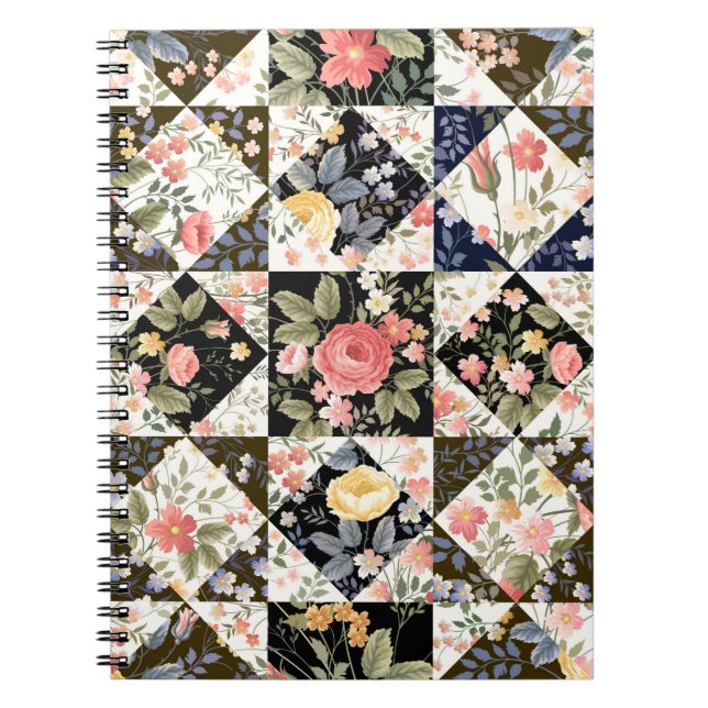 nahtloses Patchwork mit Blume Notizblock (Vorderseite)
