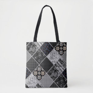 Nahtloses Patchwork Monochrom Schwarz-Weiß-Pflaste