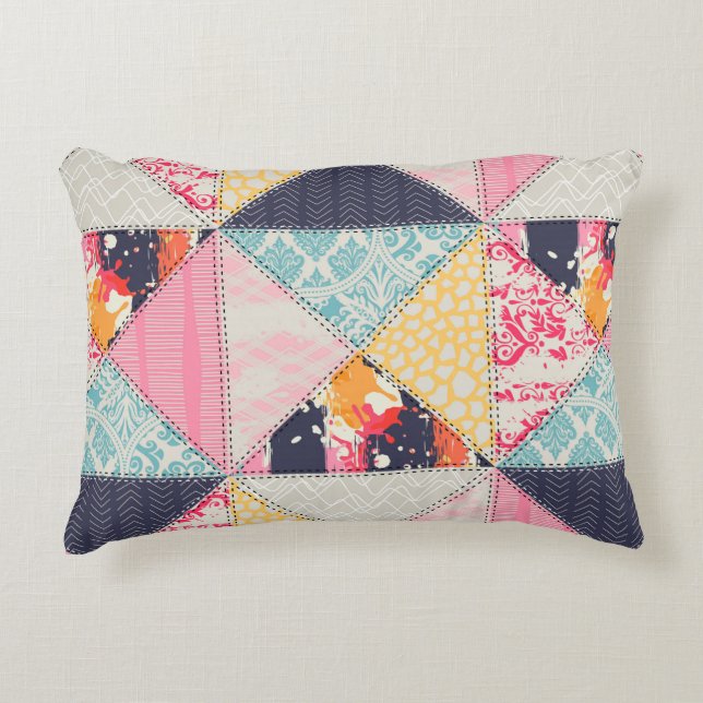 Nahtloses Patchwork-Stilmuster  Dekokissen (Vorderseite)