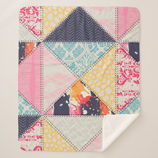 Nahtloses Patchwork-Stilmuster  Sherpadecke (Vorderseite)