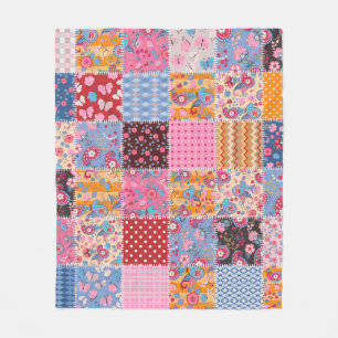 Nahtloses Patchwork, süßes Stoffmuster. Fleecedecke