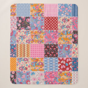 Nahtloses Patchwork, süßes Stoffmuster. Sherpadecke