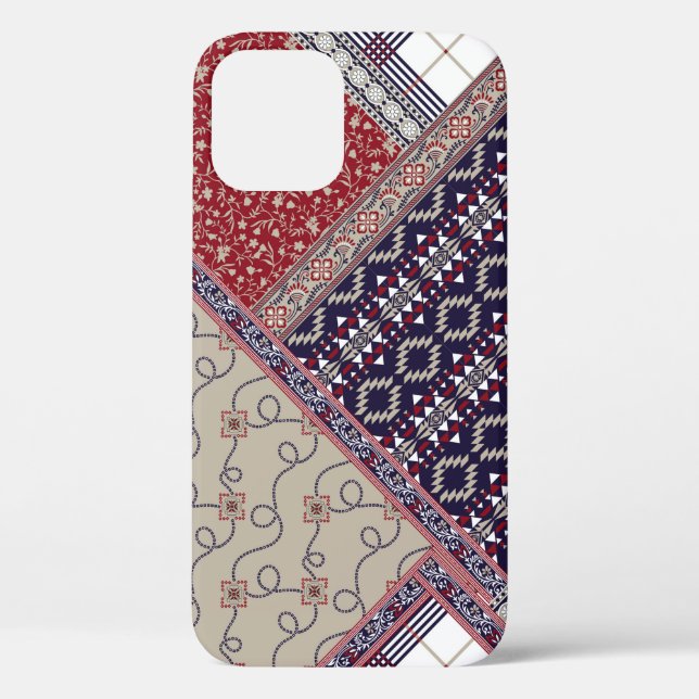 Nahtloses Patchworkmuster auf navy Patchwork, abst Case-Mate iPhone Hülle (Rückseite)