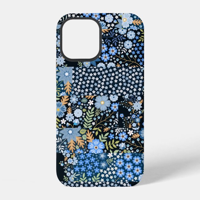 Nahtloses Patchworkmuster aus verschiedenen Stoffe iPhone Hülle (Rückseite)