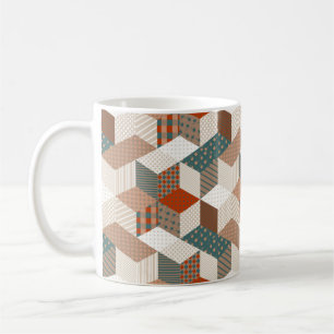 Nahtloses Patchworkmuster mit Sternen. vintage Hin Kaffeetasse