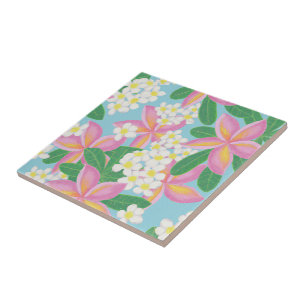 Nahtloses Plumeria-Muster-Kunstwerk Fliese