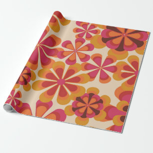 Nahtloses Retro-Blumenmuster aus den 70er Jahren m Geschenkpapier