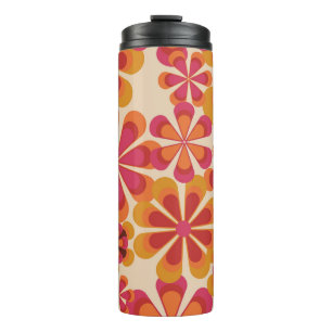 Nahtloses Retro-Blumenmuster aus den 70er Jahren m Thermosbecher