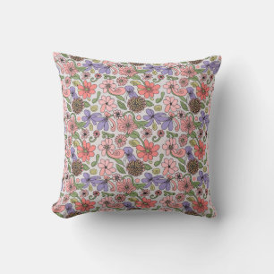 Nahtloses Retro-Blumenmuster Boho Kissen