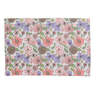 Nahtloses Retro-Blumenmuster Boho Kissenbezug