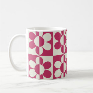 Nahtloses Retro-Groovy-Design mit Vintage-Gänseblü Kaffeetasse