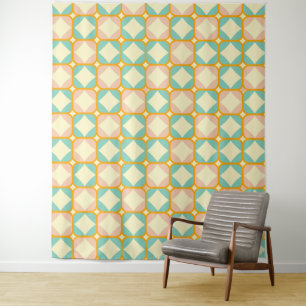 Nahtloses Retro-Muster mit abgerundeten Quadraten Wandteppich