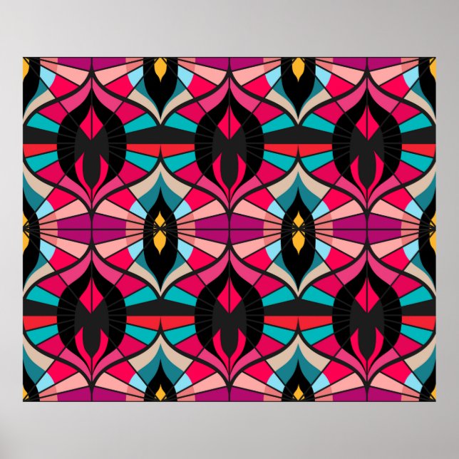 Nahtloses Retromuster im Stil der 60er Jahre Poster (Vorne)