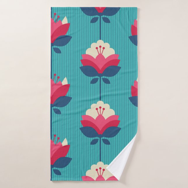 nahtloses Retromuster mit Blume Badehandtuch (Badehandtuch)