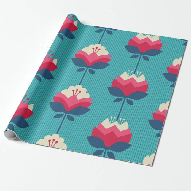 nahtloses Retromuster mit Blume Geschenkpapier (Ungerollt)