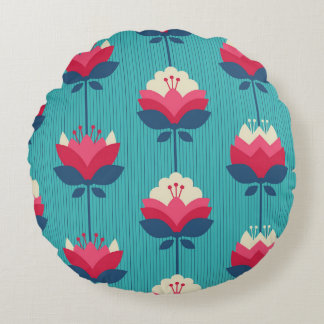 nahtloses Retromuster mit Blume Rundes Kissen