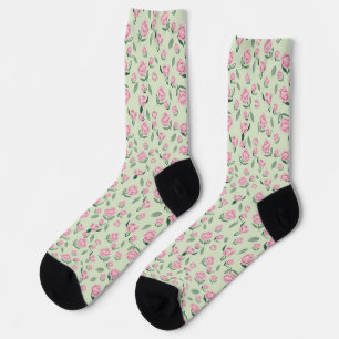 Nahtloses Rosa-Rosen-Watercolor-Muster Socken