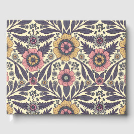 Nahtloses rosa und blaues Blumenmuster Gästebuch