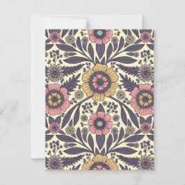 Nahtloses rosa und blaues Blumenmuster Mitteilungskarte