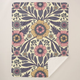 Nahtloses rosa und blaues Blumenmuster Sherpadecke