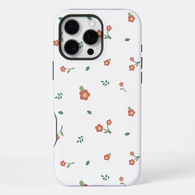 Nahtloses rotes Blumen-Ditsy-Muster Transparent  iPhone Hülle (Rückseite)